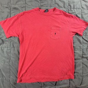 Vintage Polo By Ralph Lauren Mens Medium Red Shirt Pocket Tee Short Sleeve